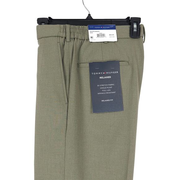 Tommy Hilfiger Other - Tommy Hilfiger Mens Relaxed Fit Dress Pants 32x30 Sage Green Pleated Stretch NWT